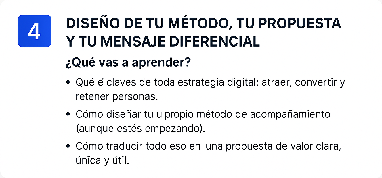 Diseña tu propuesta de valor, tu método, tu diferencial
